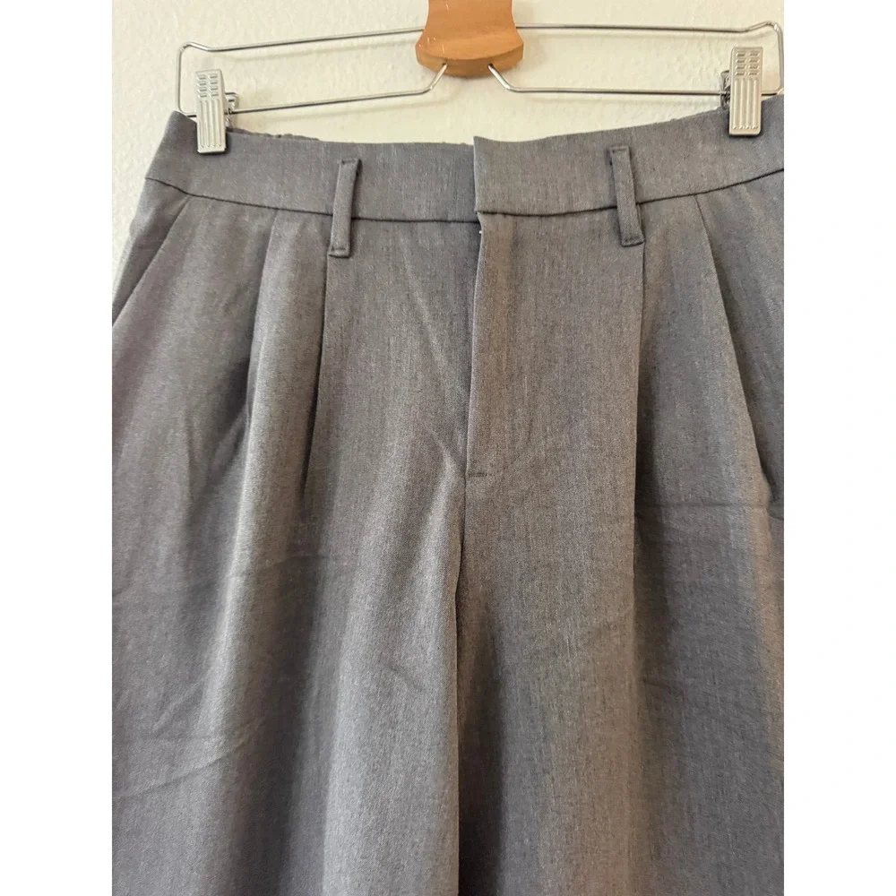A New Day Pleated Wide Leg Trousers 6 Grey High‎ Rise Elastic Back NWT Business